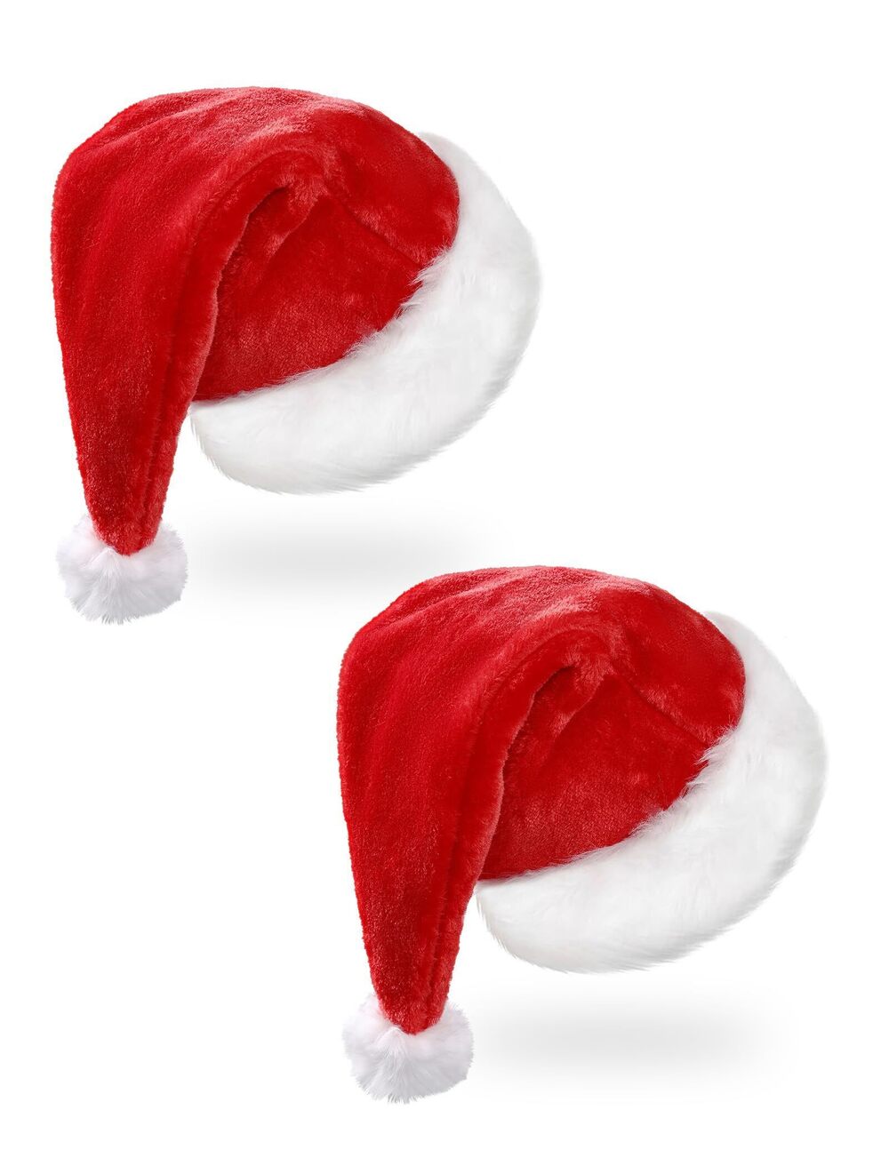 6015 2-Pack Santa Hats for Adults - Unisex Velvet Christmas Festive